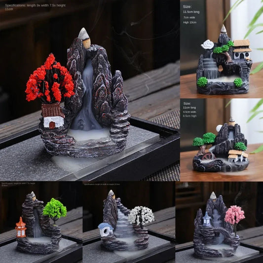 2024 Resin Reflux Incense Burner Tower – Sandalwood Aromatherapy & Home Decor Ornament