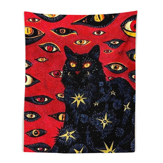 Cat Coven Tapestry – Witchcraft & Bohemian Wall Hanging for Aesthetic Room Decor