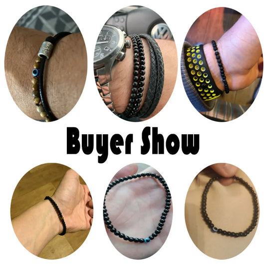 Simple Style 4mm Hematite Stone Healing Bracelet For Men Women Turkey Element Evil Eyes Bracelet Natural Tiger Eyes Bracelet Joias