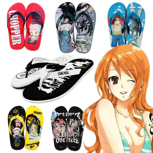 One Piece Anime Peripherals Kawaii Luffy, Chopper &amp; Zoro Slippers