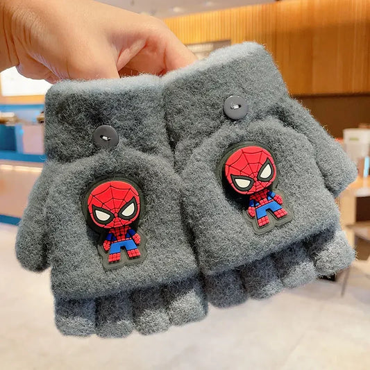 Marvel Comics Spider-Man Iron Man Children's Flip-Up Half-Finger Five-Finger Gloves