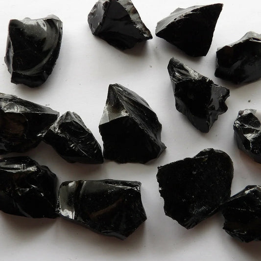 Natural Obsidian & Raw Quartz – Irregular Healing Crystals & Mineral Rock Specimens