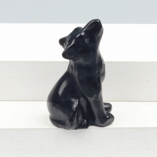 Carved Crystal Wolf Figurine – Natural Stone Energy Animal Totem for Home Decor & Chakra Healing