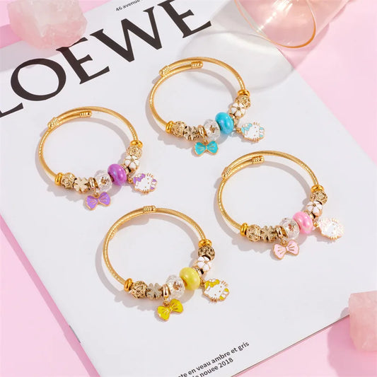 Sanrio Cute Hello Kitty Bowknot Charm Bracelet