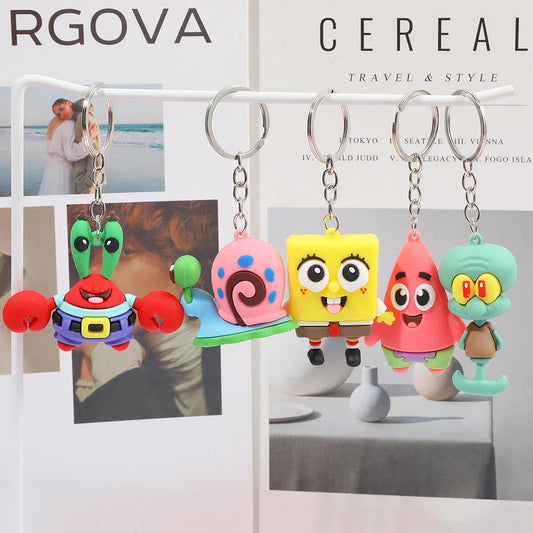5pcs SpongeBob SquarePants Cartoon Keychain Set