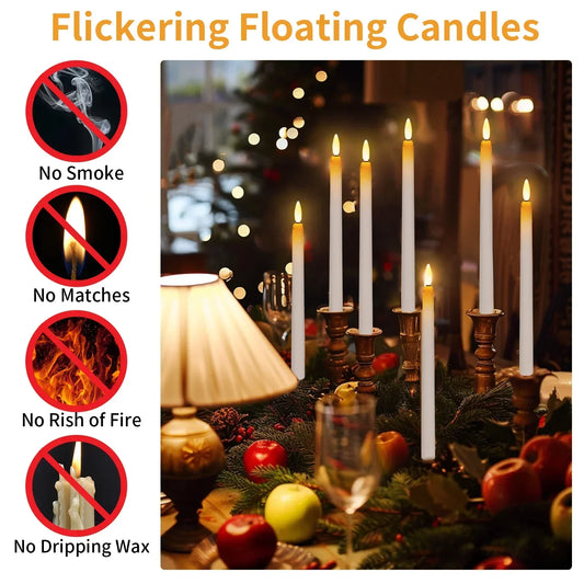 8/32PCS LED Taper Floating Candles with Magic Wand Remote