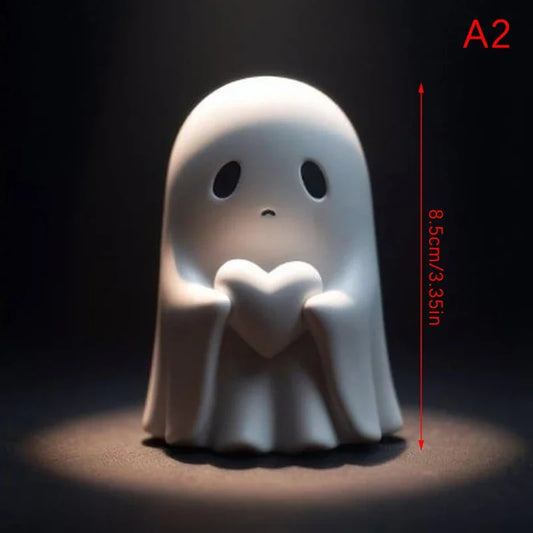 Middle Finger Cute Ghost Statue – Funny & Spooky Figurine for Halloween Home Decor