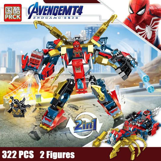 New Superhero Spider-Man Figure Mecha 2In1