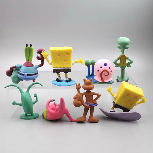 8pcs SpongeBob Cake Decoration Ornaments
