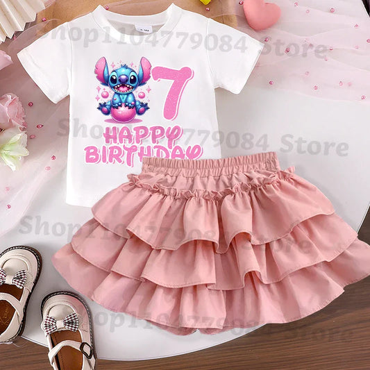 2pcs Disney Stitch Bubble Skirt &amp; T-Shirt Set