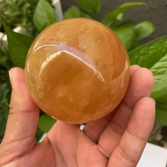 Natural Citrine Calcite Quartz Crystal Sphere