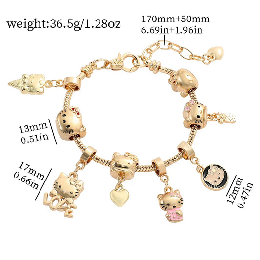 Hello Kitty Gold-Plated Bracelet with Charms