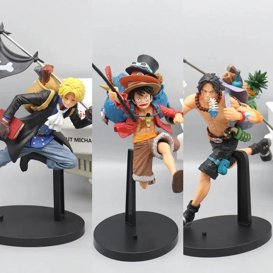 17cm One Piece Running Sabo, Ace &amp; Luffy Anime Figure