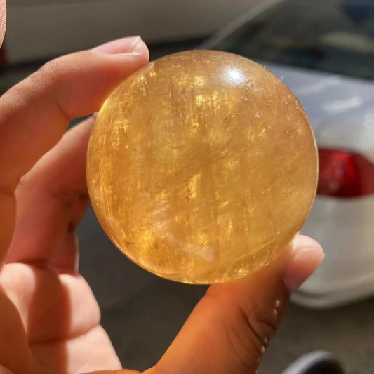 Natural Citrine Calcite Quartz Crystal Sphere