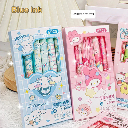 6pcs Sanrio Erasable Gel Pens