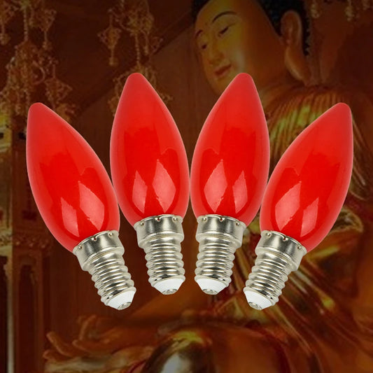 1PC LED Altar Bulb – E12/E14 Red Candle-Style Decorative Lamp for Buddha Beads & Altars