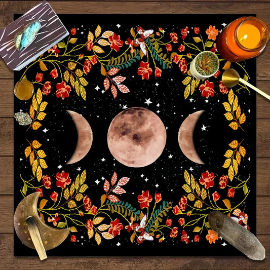 1PC Moonlight Flower Tarot Card Table Cloth – Altar Mat for Witchcraft & Astrology