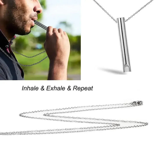 Stress Anxiety Necklace – Mindfulness Breathing Tool & Natural Calming Relief Chain