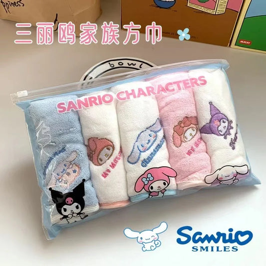 5pcs Sanrio My Melody & Cinnamoroll Children’s Face Washcloth Set