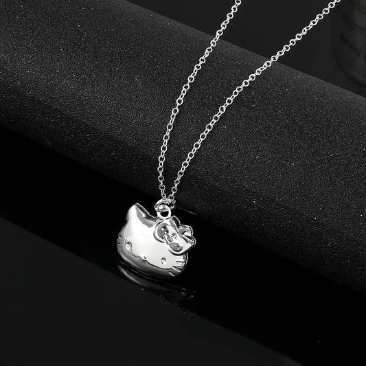 Y2K Hello Kitty Sanrio Necklace with Imitation Pearl Chain