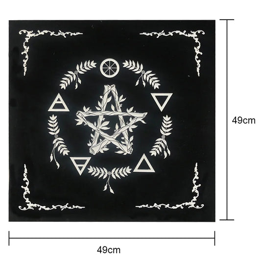 Pentagram Tarot Tablecloth with Velvet Bag – Altar Mat for Tarot, Pentacles & Divination Games
