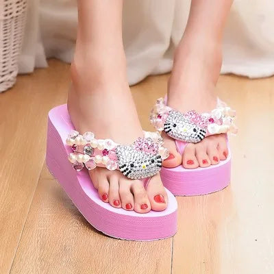 Hello Kitty Sanrio Y2K Platform Flip Flop Sandals