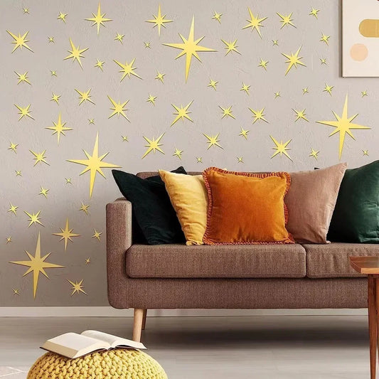 20/42pcs Star Mirror Wall Stickers – DIY Acrylic Wall Decals for Kids' Rooms & Home Decor