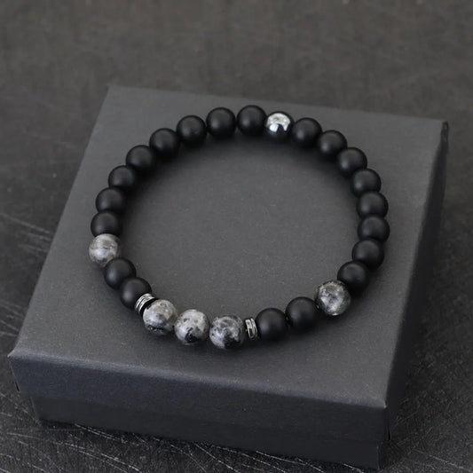 Noter Handmade Men's Bracelet – 8mm Onyx &amp; Tiger Eye Beaded Bracelet with Hematite Healing Properties