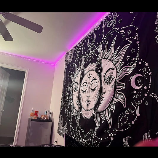 Sun & Moon Horoscope Tapestry – 75×58 cm Divination Wall Hanging for Home Decor