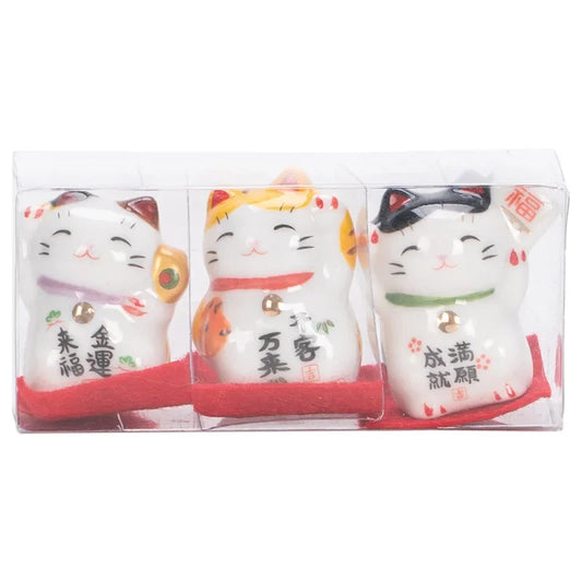 Pack of 3 Mini Ceramic Lucky Fortune Cats