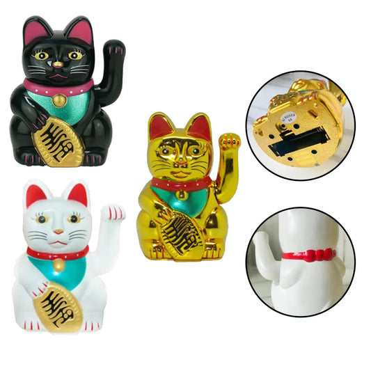 5-Inch Electric Waving Lucky Cat – Fortune Cat Decoration for Cashier Desks &amp; New Store Openings