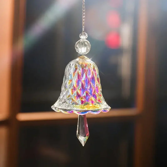 Unici Crystal Suncatcher Bell Pendant – Rainbow Glass Wind Chime for Christmas & Home Decor