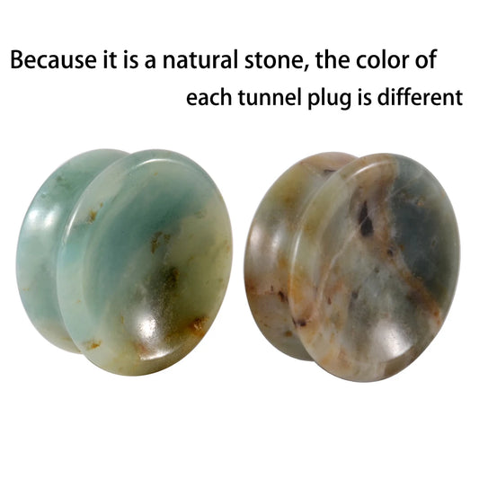 1 Pair New Design Amethyst Tiger Cat Eye Howlite Crystal Stone Concave Ear Plug Double Flare Solid Gauge Piercing Jewelry