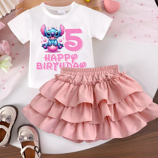 2pcs Disney Stitch Bubble Skirt &amp; T-Shirt Set