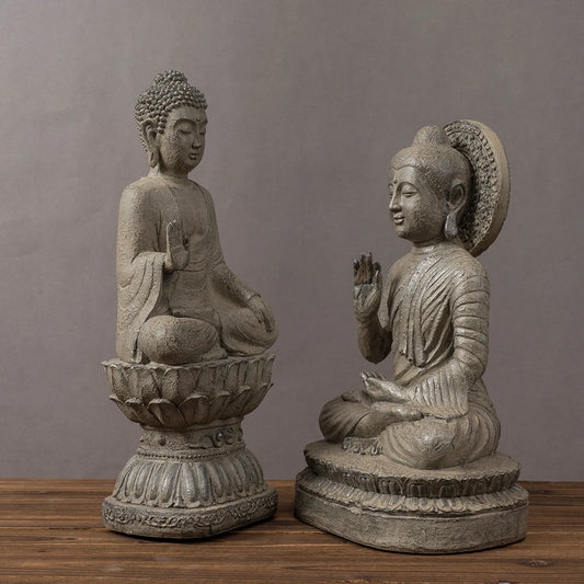 SAAKAR Retro Zen Buddha Statue – Meditation Tathagata Monks Tibetan Buddhism Head Sculpture