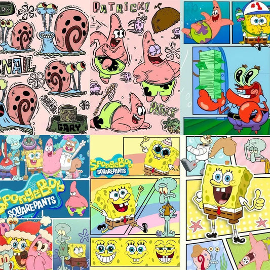 60PCS Anime Cartoon SpongeBob SquarePants