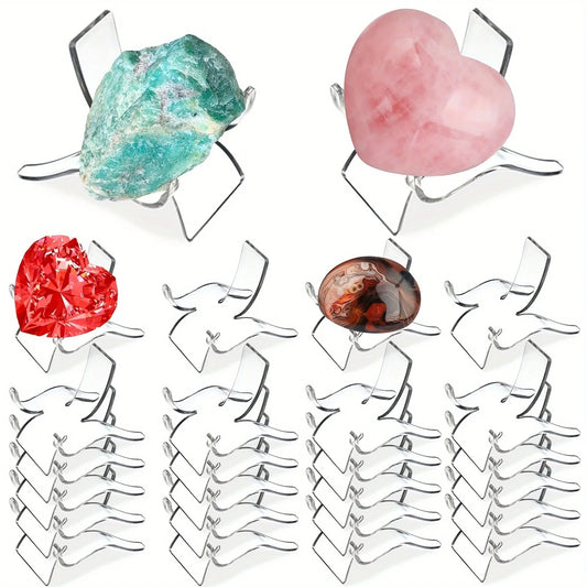 24 Pcs Acrylic Display Stands – Clear Easel Pedestals for Crystal & Mineral Collectibles