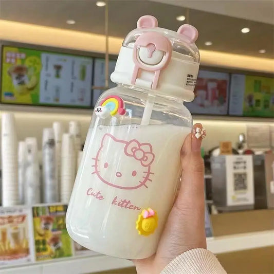 600ML Kawaii Sanrio Transparent Straw Cup