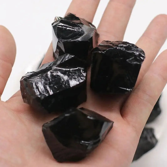 Natural Obsidian & Raw Quartz – Irregular Healing Crystals & Mineral Rock Specimens