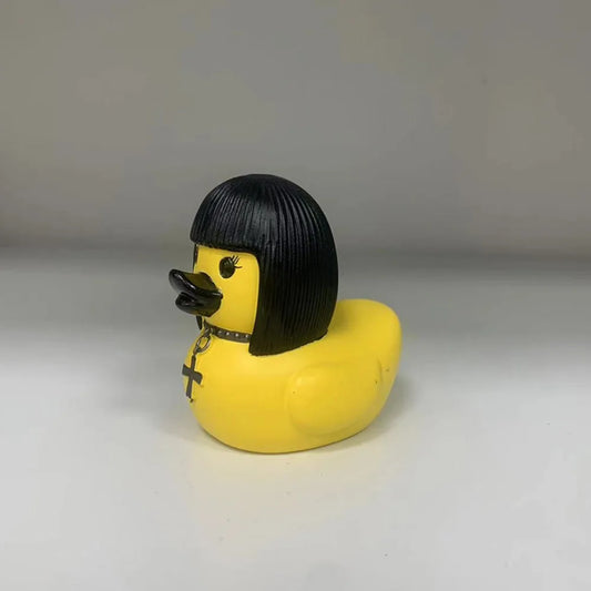 Gothic Punk Duck Figurine – 1980s-Inspired Novelty Duck for Halloween & Dark Decor