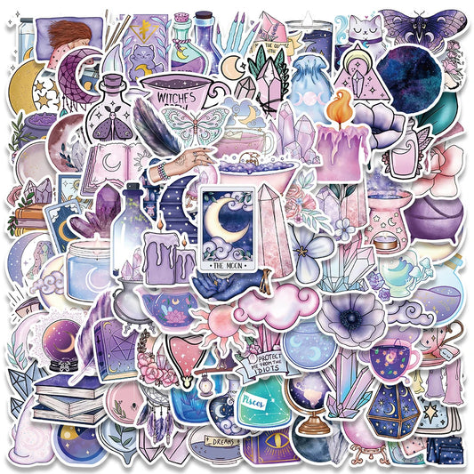 Cartoon Magic Witch Stickers – 10/30/50/100pcs Cute Aesthetic Decals for Laptop, Scrapbook & DIY Crafts