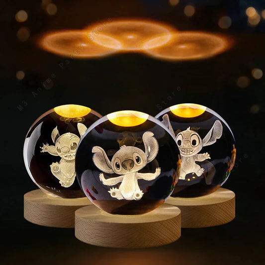 5cm Lilo & Stitch 3D Crystal Ball LED Night Light