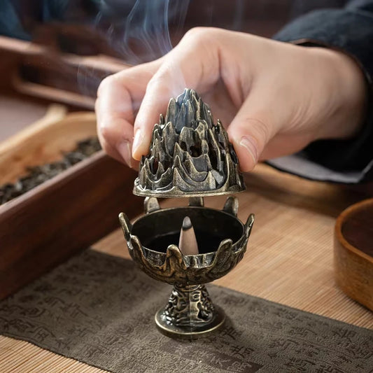 Compact Vertical Alloy Incense Holder