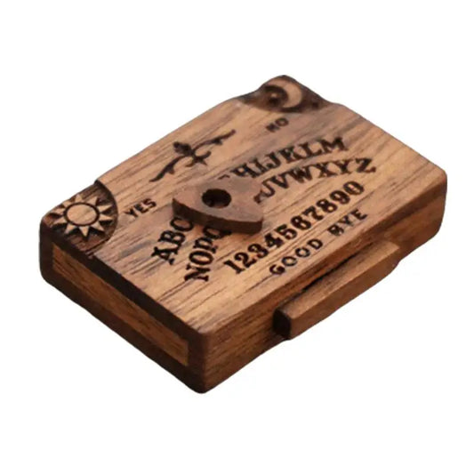 Mini Wooden Ouija Board Game – Vintage Alphabet Divination Set with Planchette