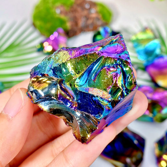 1PC High-Quality Aura Obsidian Raw Stone – Natural Crystal Gemstone