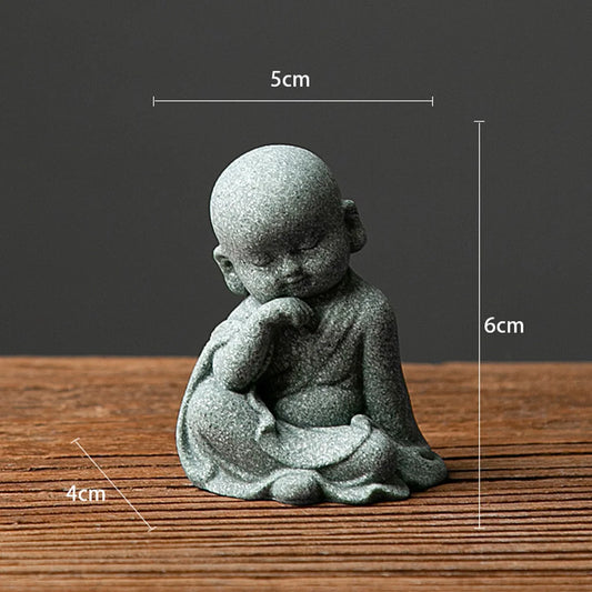 1Pcs Garden Decor Cute Buddha Stone Statue – Little Buddhist Monk Figurine for Zen Garden & Meditation