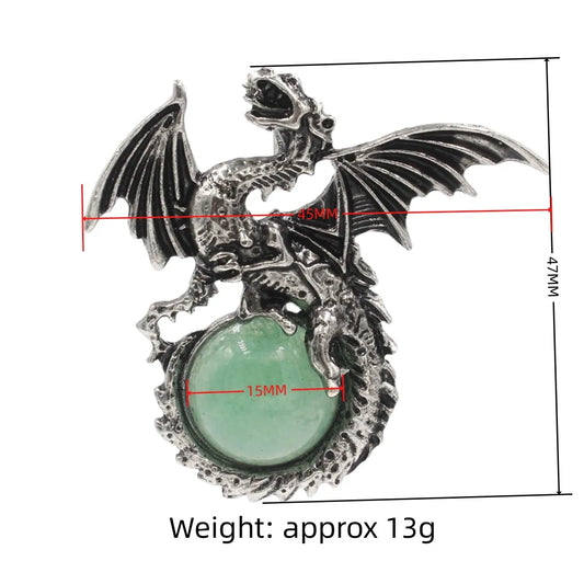 Chinese Dragon with Wings Gemstone Pendant
