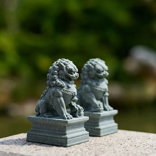 Chinese Guardian Lion Statues – Feng Shui Decorative Figurines for Home &amp; Office