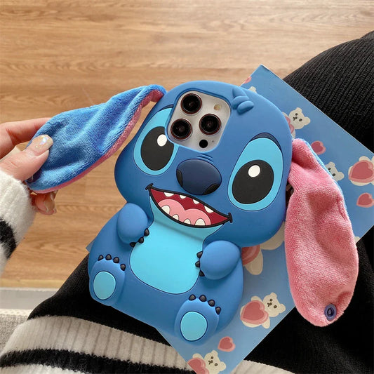 3D Stitch Plush Ear Soft Silicone iPhone Case