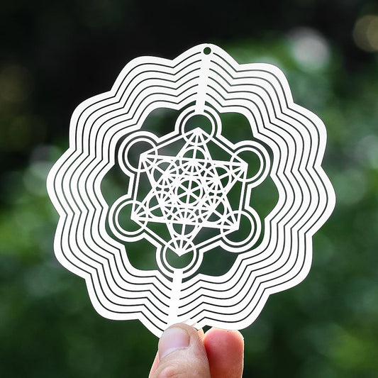 Metatron Cube Wind Spinner – Archangel Sacred Geometry Amulet & Spiritual Decor